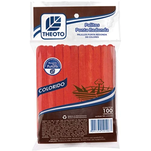 Palito Sorv Esc Redondo C100 Vermelho