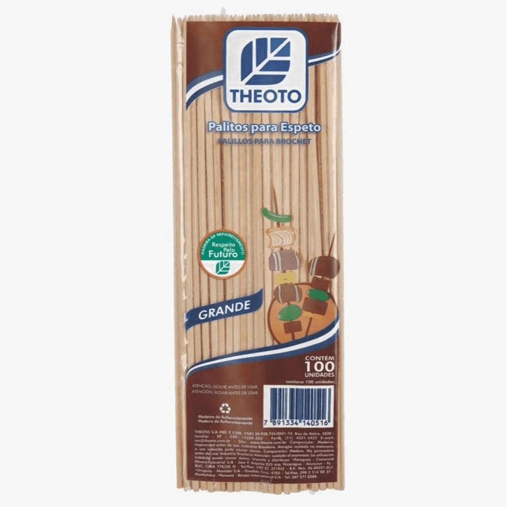 Palitos Para Espeto Theoto 100unidade