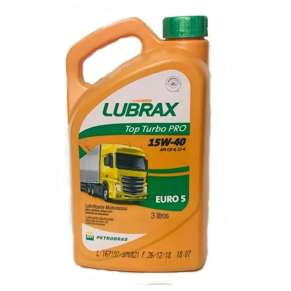 Óleo de Motor 15W40 Lubrax Top Turbo Pro Mineral 3 Litros - PETROBRAS 1013135