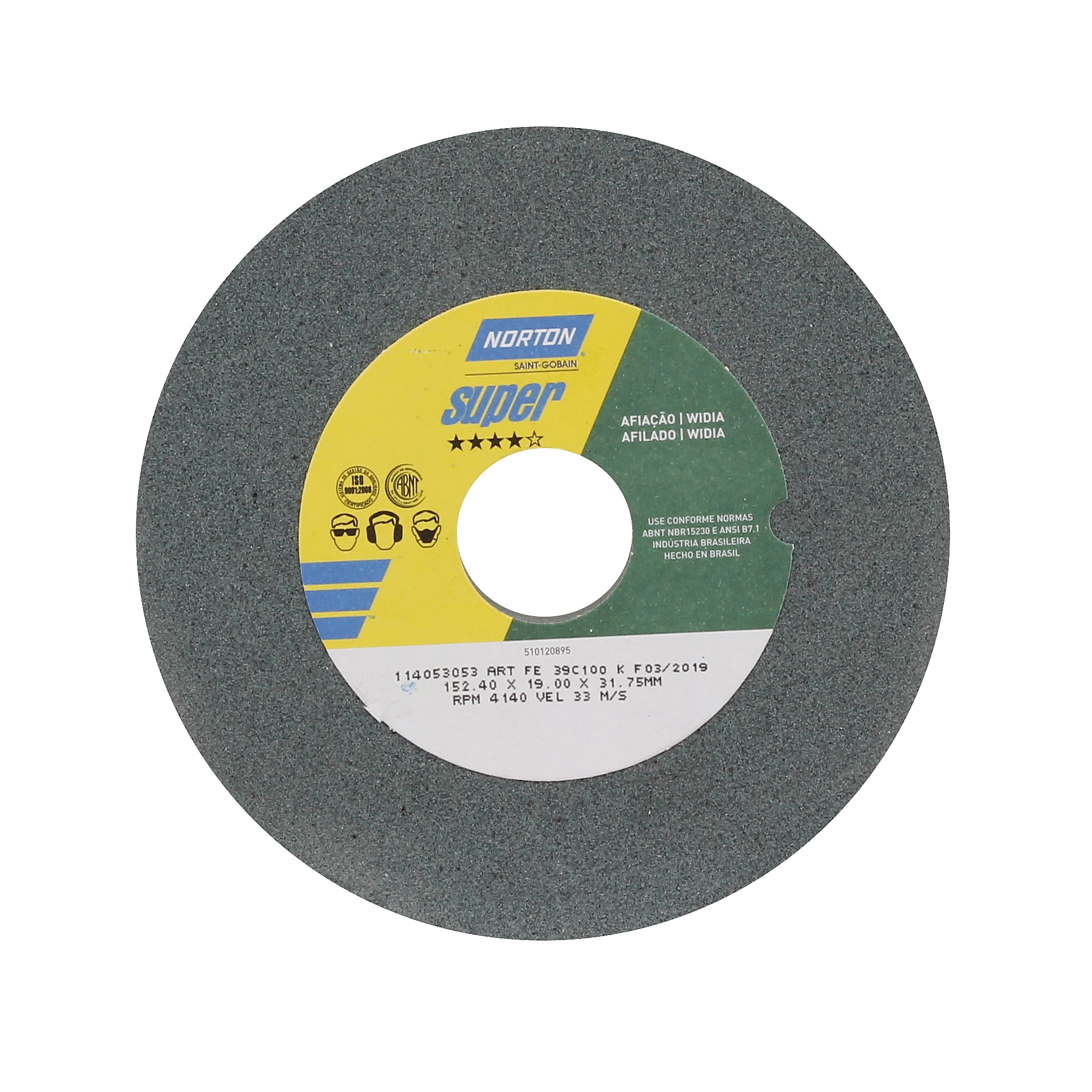 Rebolo para Metal 6" 152,4mm Grão 100 1 unidade Norton