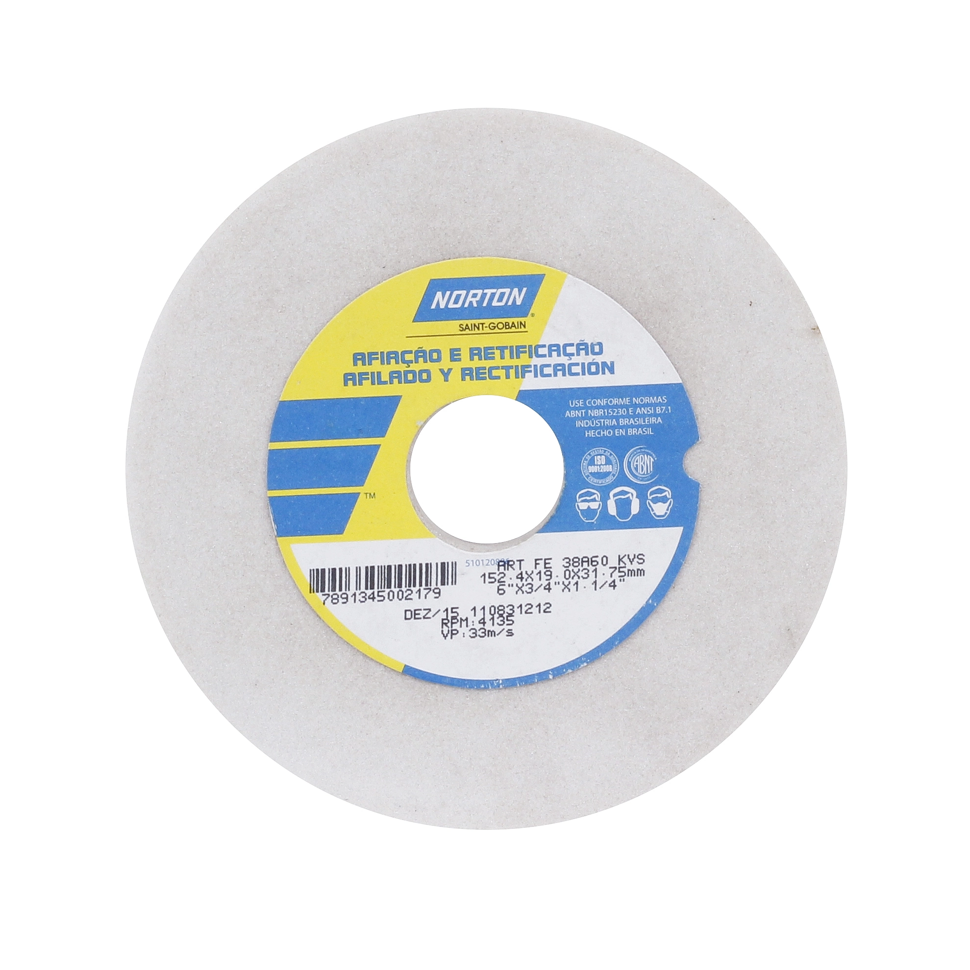Rebolo para Metal 6" 152,4mm Grão 100 1 unidade Norton
