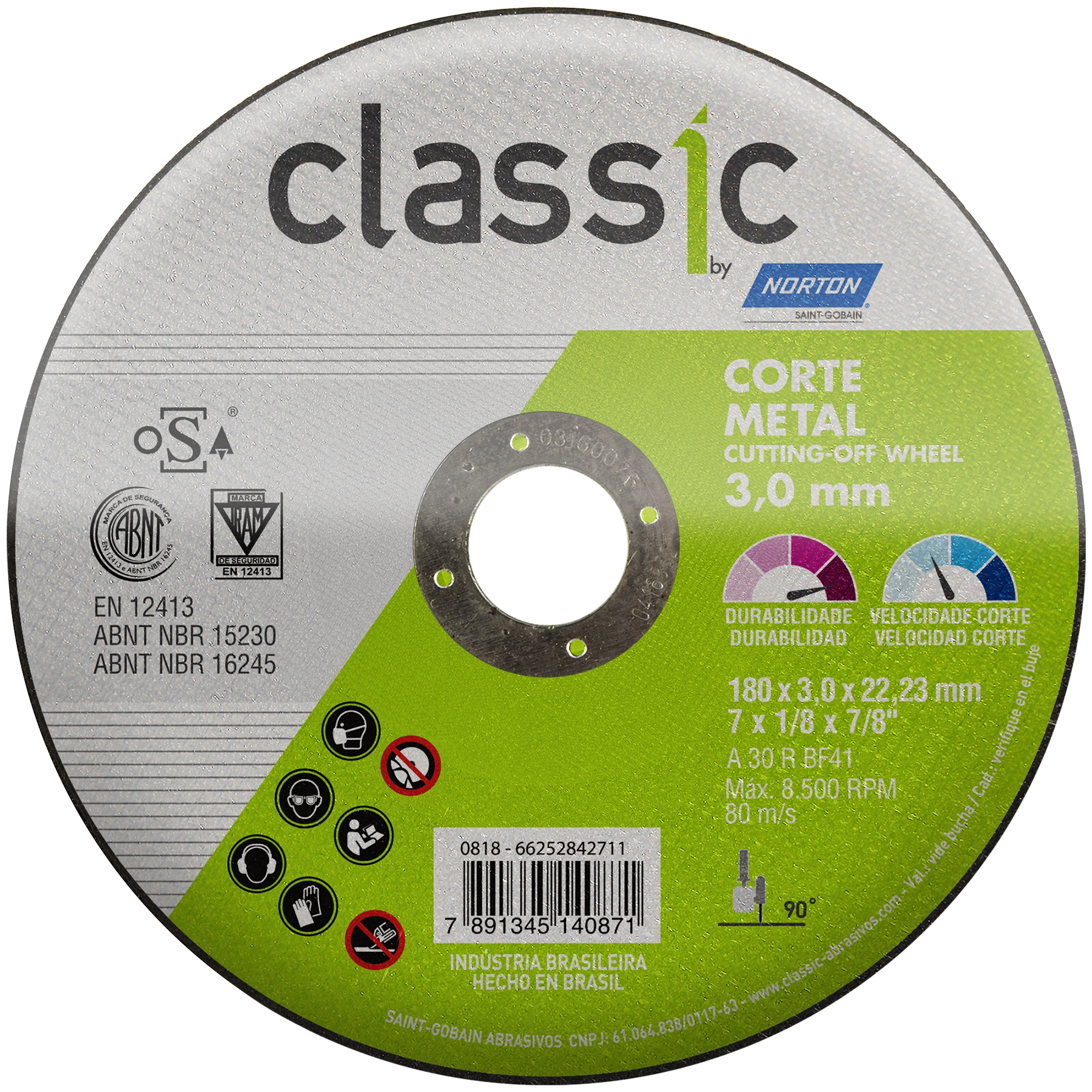 Disco De Corte Classic 180 X 3.0 X .3 Mm Norton 66584711