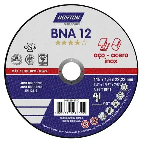 Disco De Corte Bna 12 Inox 4.1/2x1,6