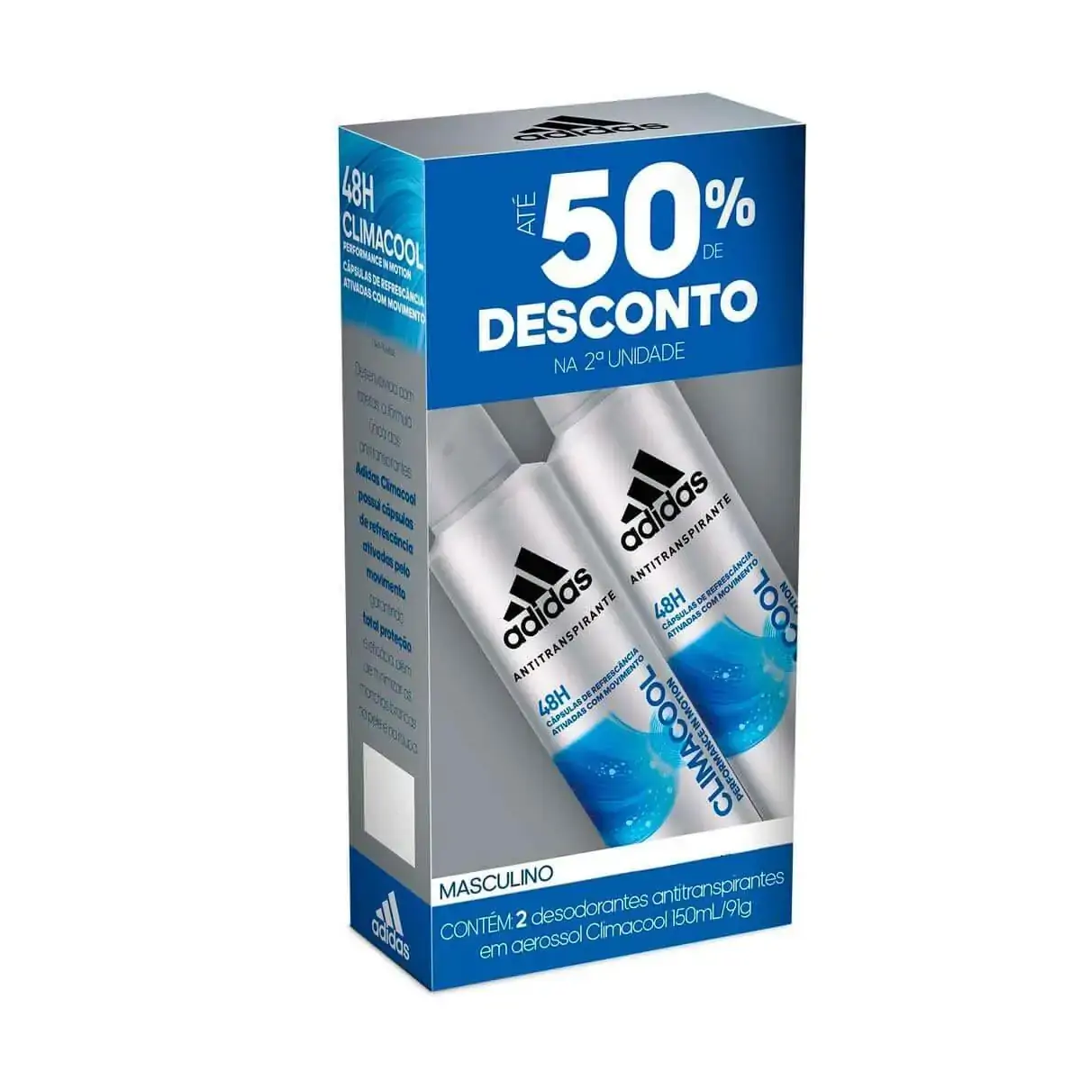 Kit Adidas Des Aero M Climacool 2x150ml 50 Desc 2 Un