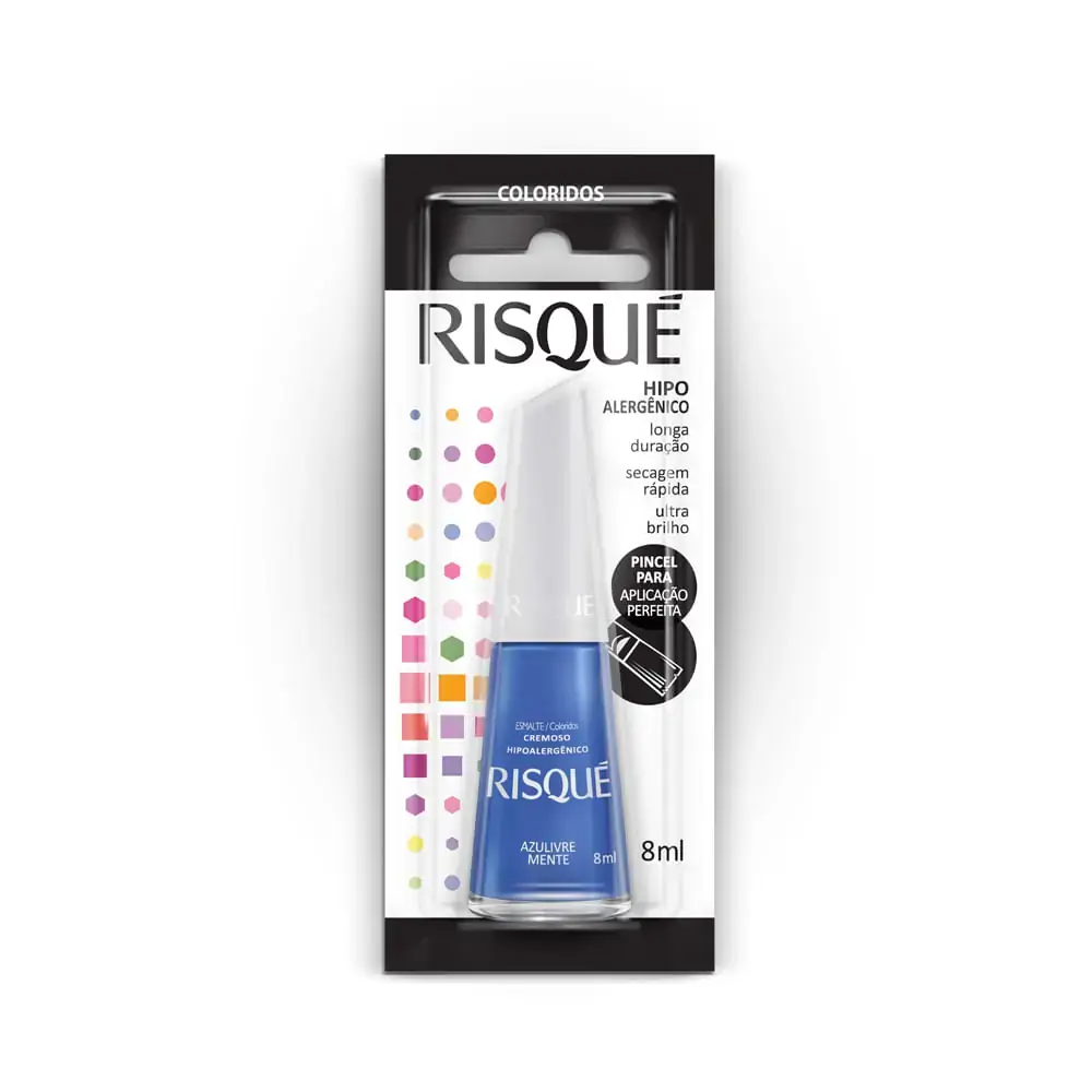Esmalte Cremoso Azulivre Mente Risqué Coloridos Blister 8ml