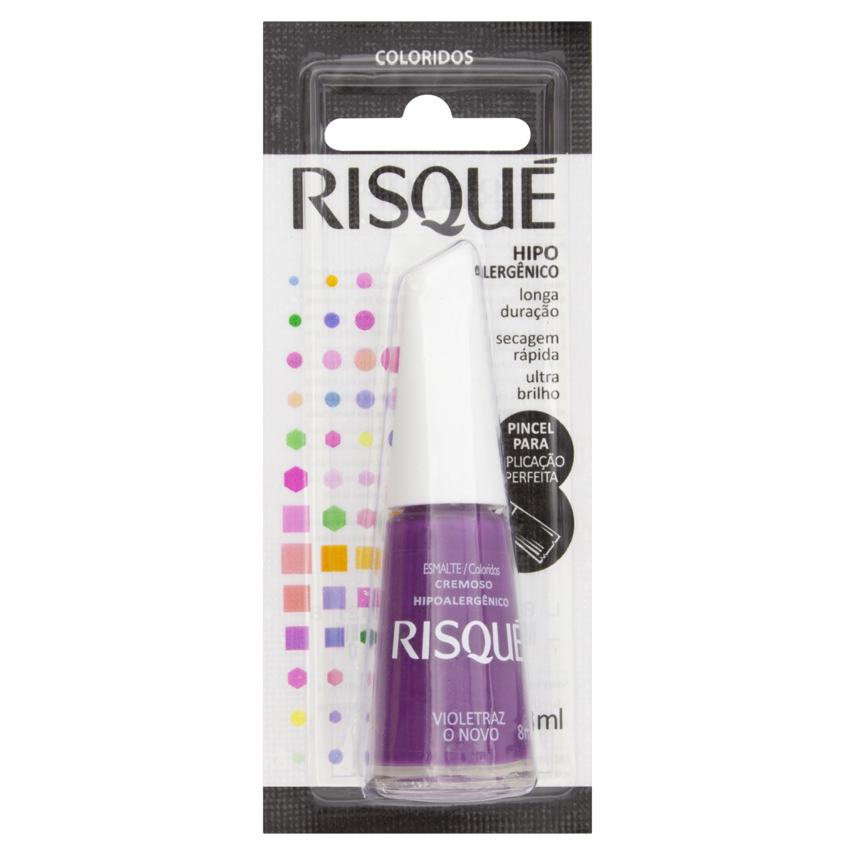 Esmalte Cremoso Violetraz O Novo Risqué Coloridos Blister 8ml