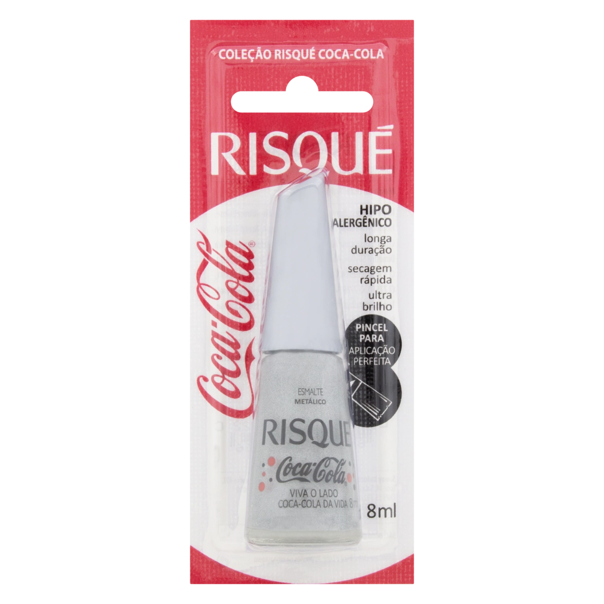 Esmalte Metálico Viva O Lado Coca Cola Da Vida Risqué Coca Cola Blister 8ml