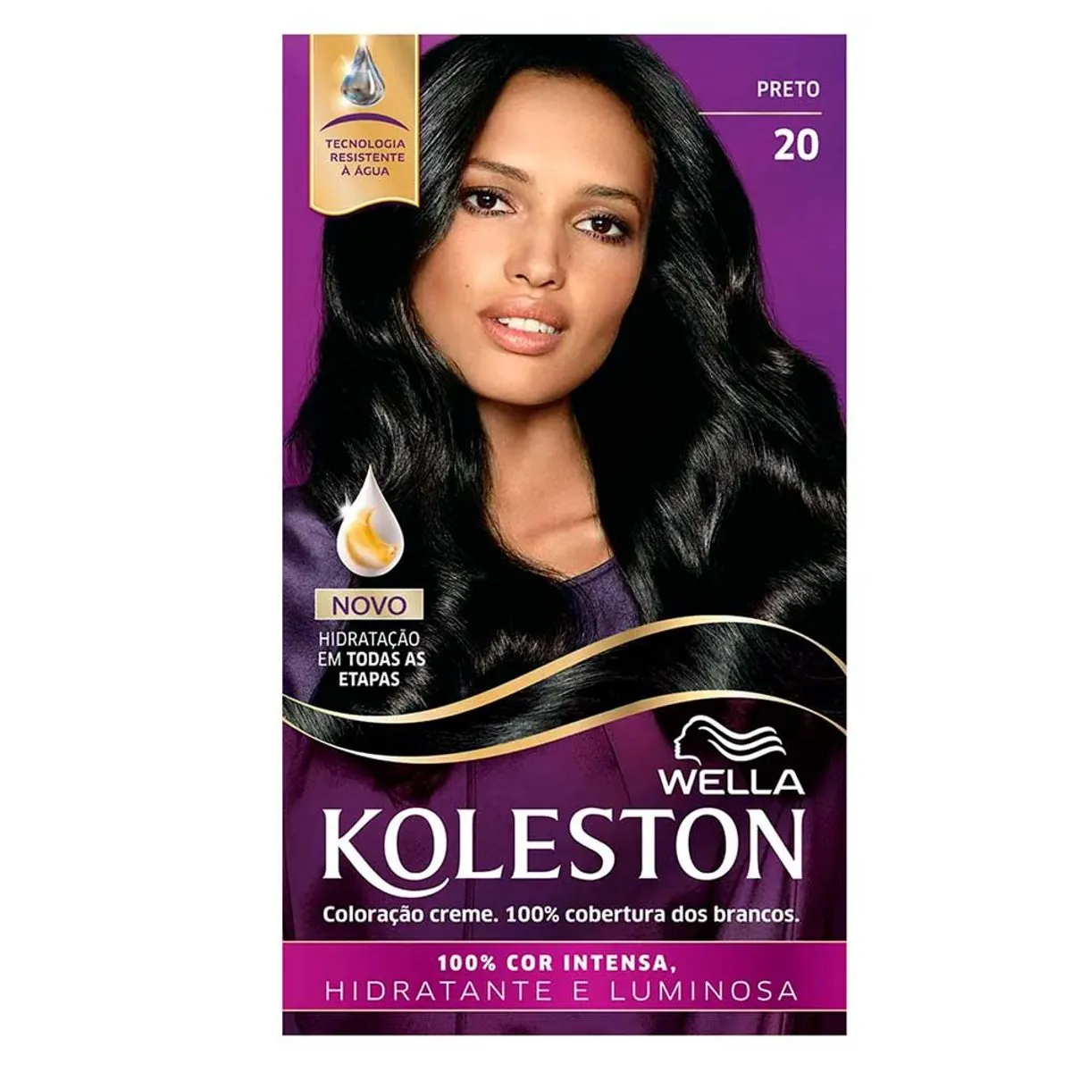 Kit Coloração Permanente Creme 20 Preto Wella Koleston Grátis Tratamento Gloss Intenso 40ml