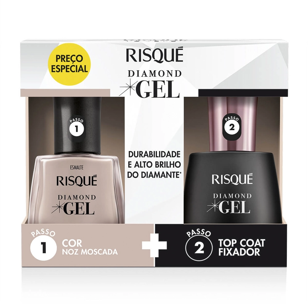 Promocional/kit Esmalte Coty Risque Diamond Gel Noz Moscada Top Coat 1un