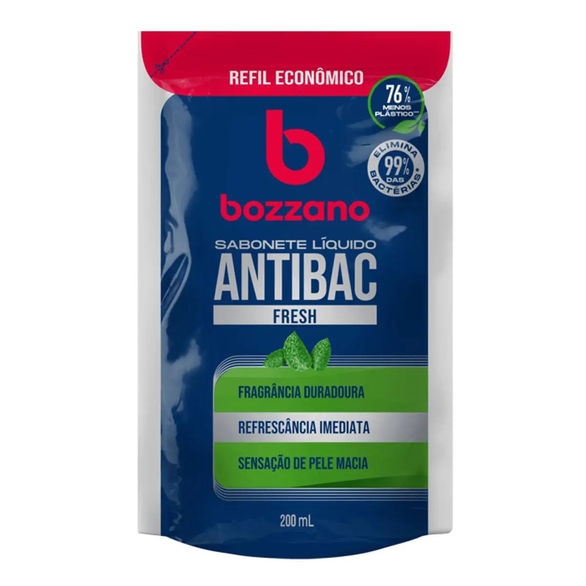 Sabonete Líquido Fresh Bozzano Antibac Sachê 200ml Refil Econômico