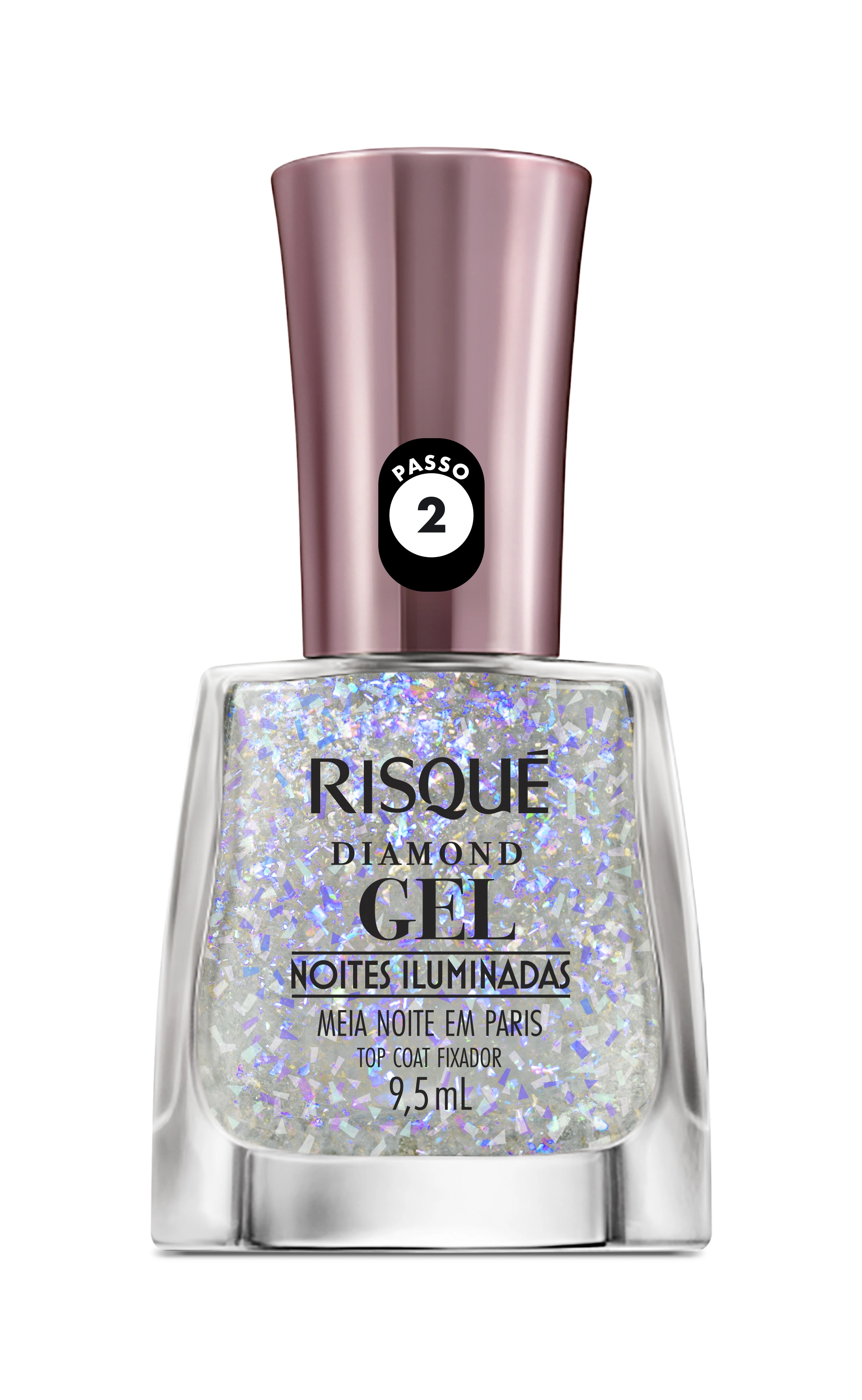 Esmalte Gel Meia Noite Em Paris Risqué Diamond Noites Iluminadas Frasco 9,5ml