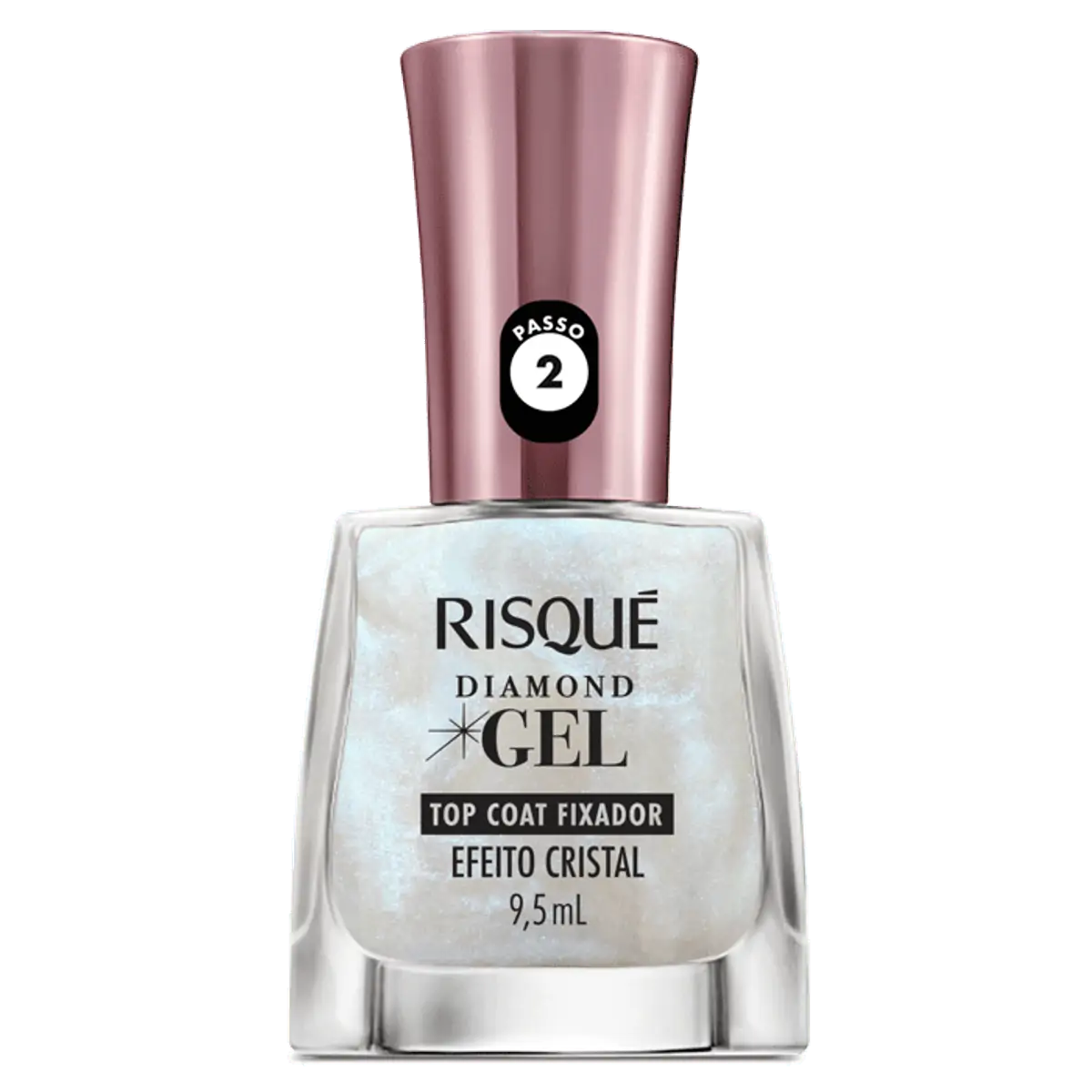 Esmalte Top Coat Gel Fixador Efeito Cristal Risqué Diamond Frasco 9,5ml
