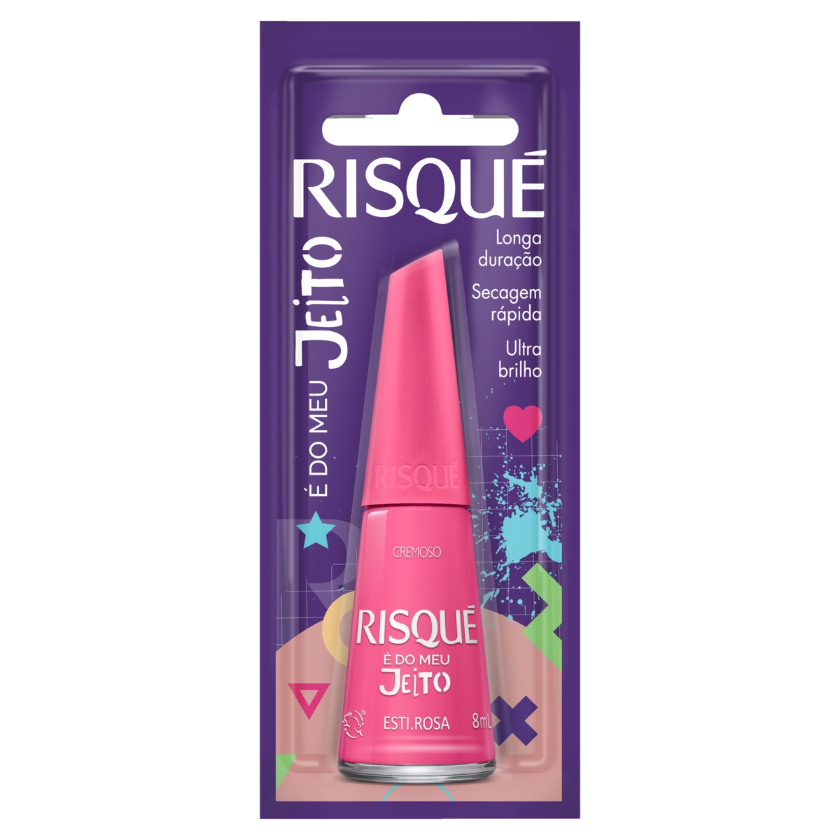 Esmalte Cremoso Esti.rosa Risqué é Do Meu Jeito Blister 8ml