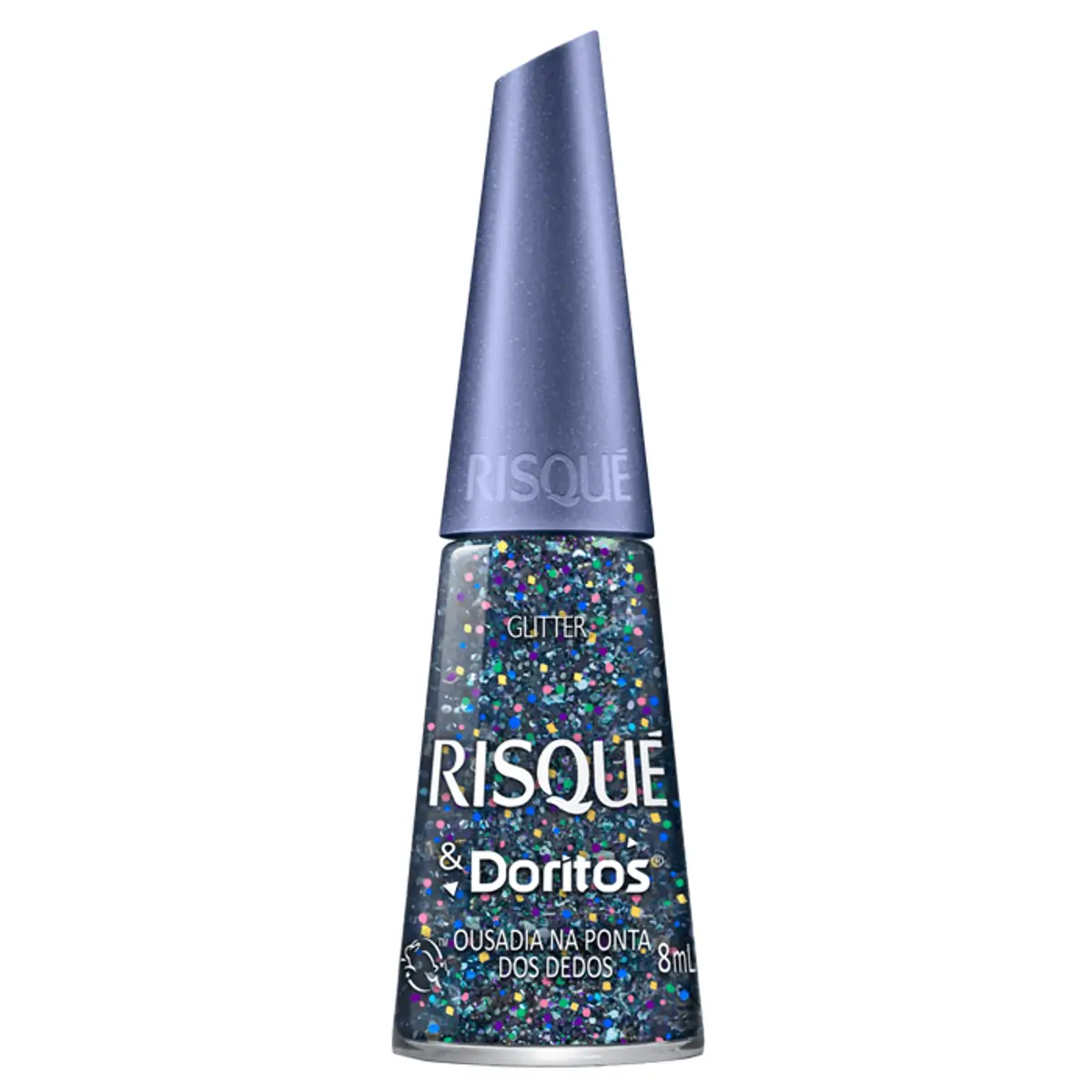 Esmalte Glitter Ousadia Na Ponta Dos Dedos Risqué Doritos Frasco 8ml