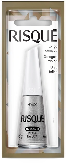 Esmalte Metálico Prata Na Lata Risqué Blister 8ml