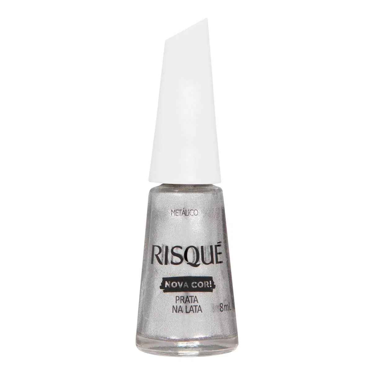 Esmalte Metálico Prata Na Lata Risqué Frasco 8ml