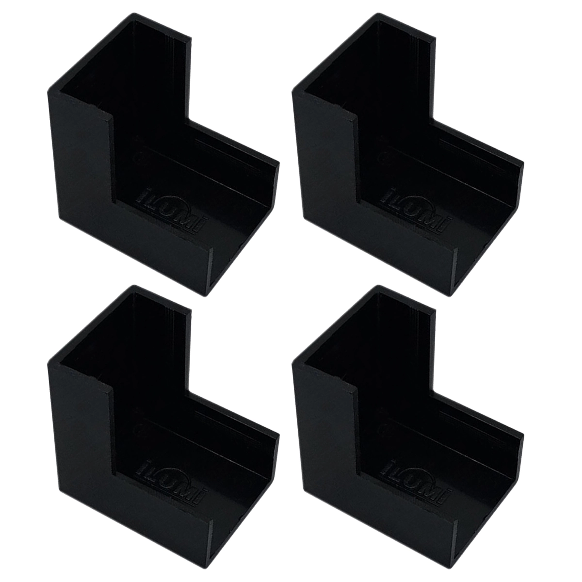 Kit 4 Conexão Curva Cotovelo Externo Preto Canaleta 20x10mm