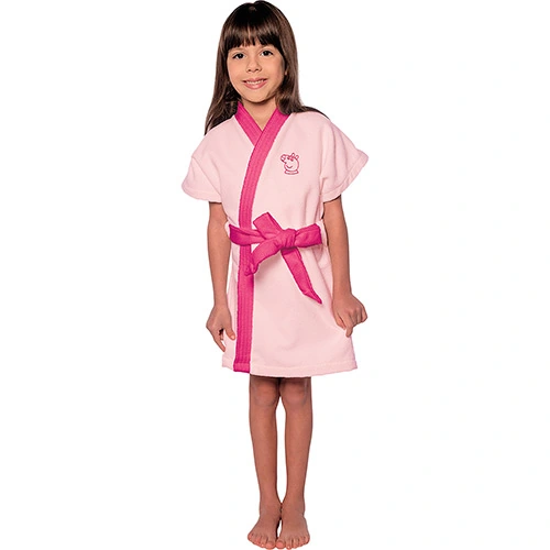 Roupão Infantil Rosa Tamanho Pp Peppa Pig Lepper