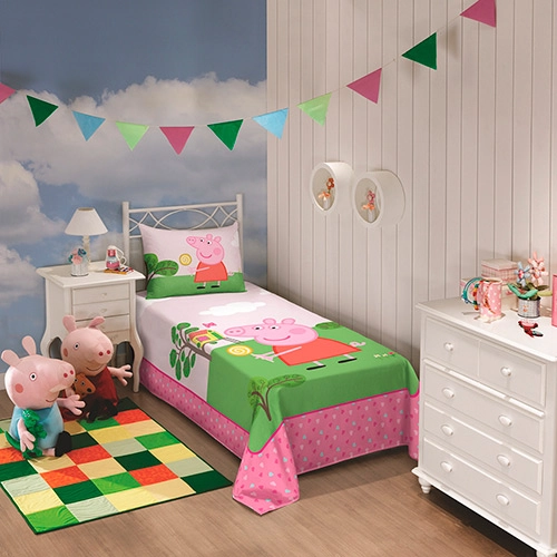 Jogo De Cama Solteiro Estampado Peppa Pig 2 Peças Lepper