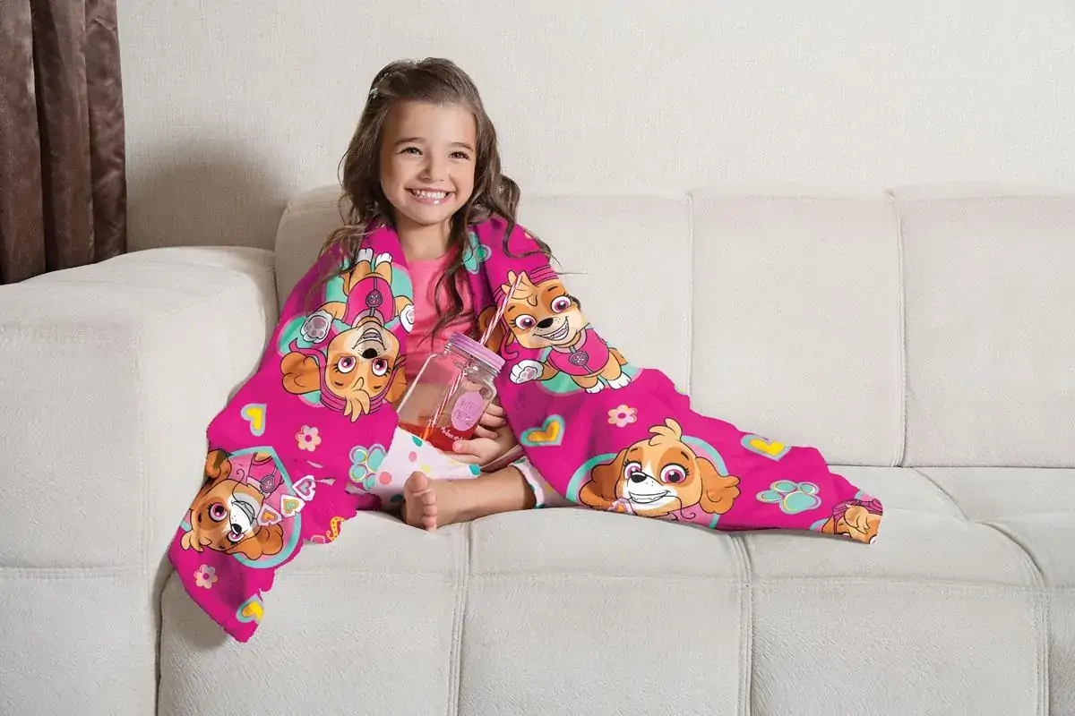 Manta Fleece De Sofá Infantil Patrulha Canina Menina Lepper