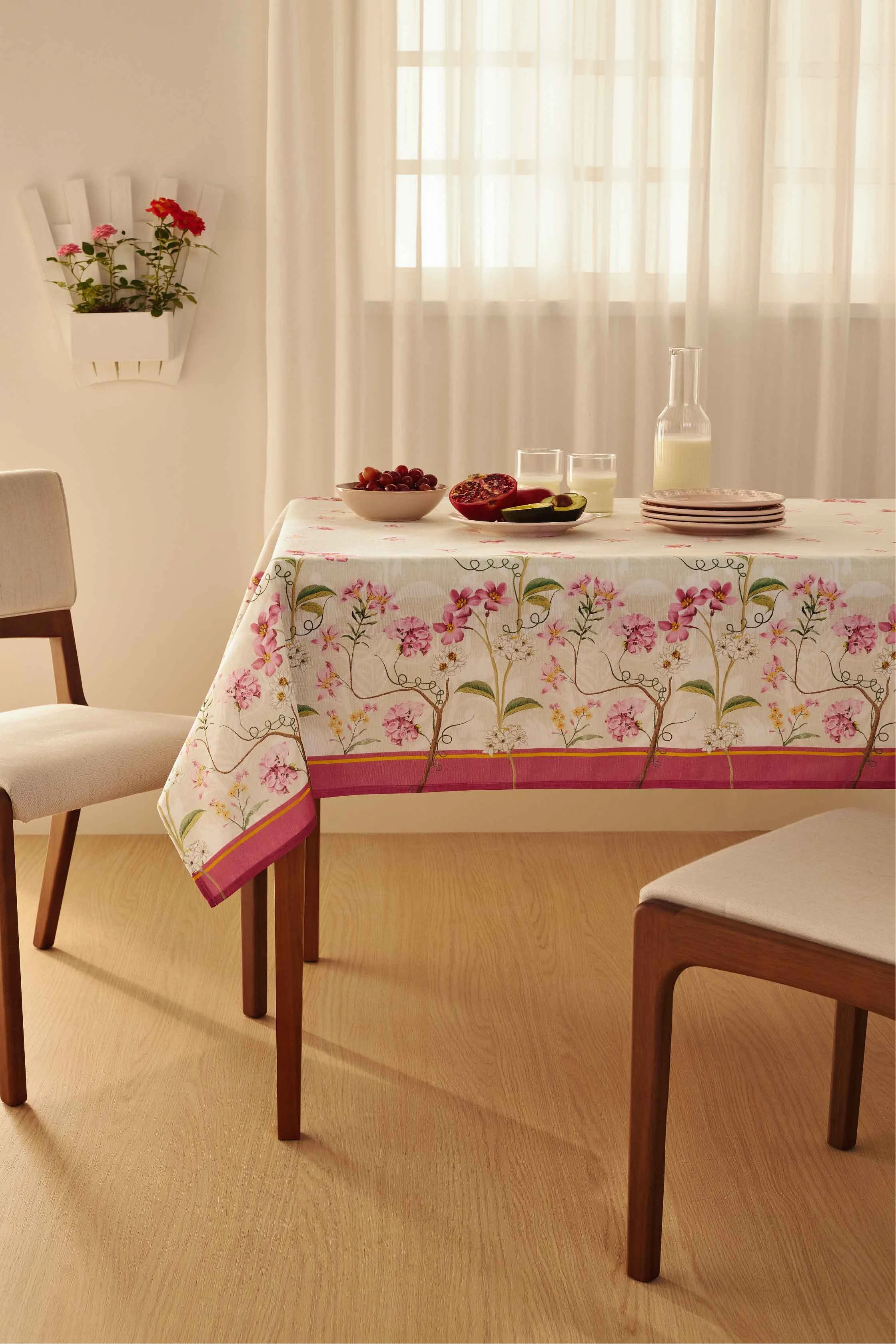 Toalha de Mesa Pop Retangular 6 Lugares Terraço Lepper Rosa