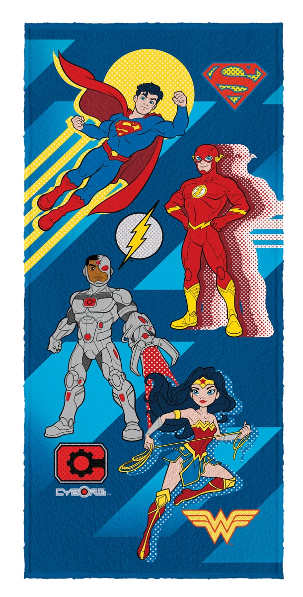 Toalha De Banho Estampada Liga Da Justiça Krypton 60cmx1,20m Kids Azul Lepper