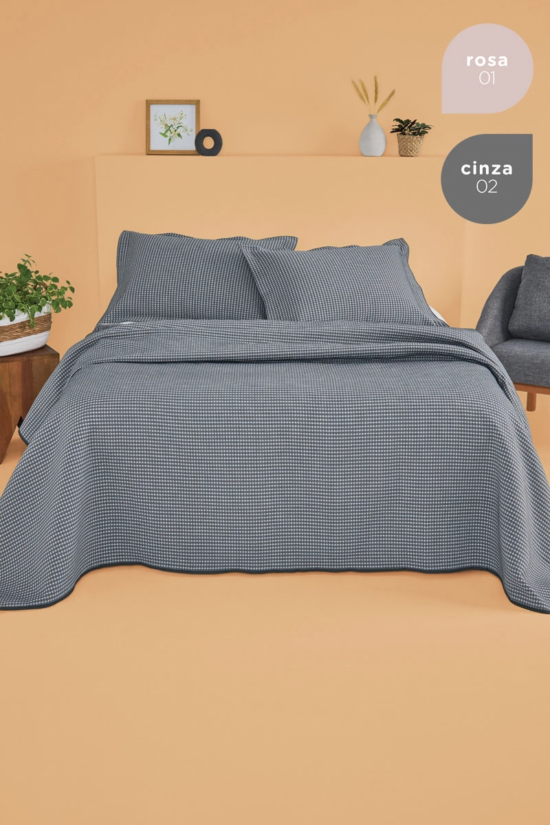 Cobreleito Dupla Face Jacquard Queen Trama Aconchegante 2,40 M X 2,60 M Com 3 Pecas Produto Importad
