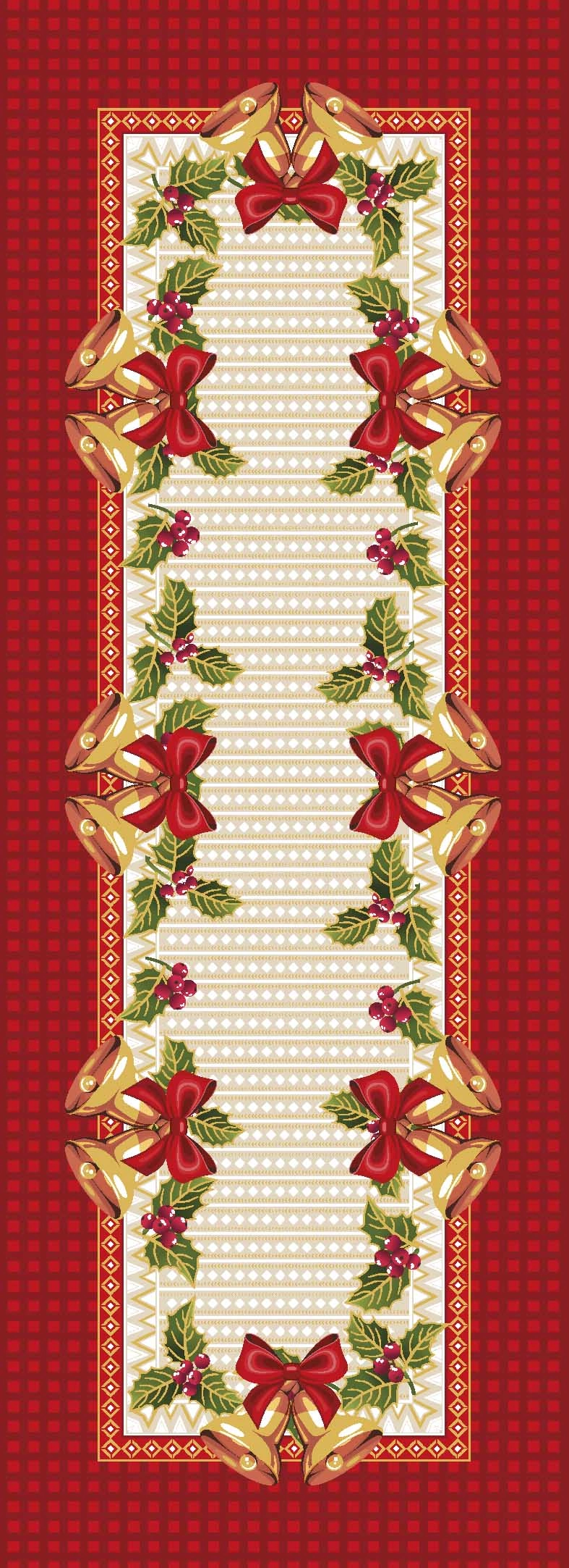 Trilho Retangular Estampado Natal 35 Cm X 1,00 M