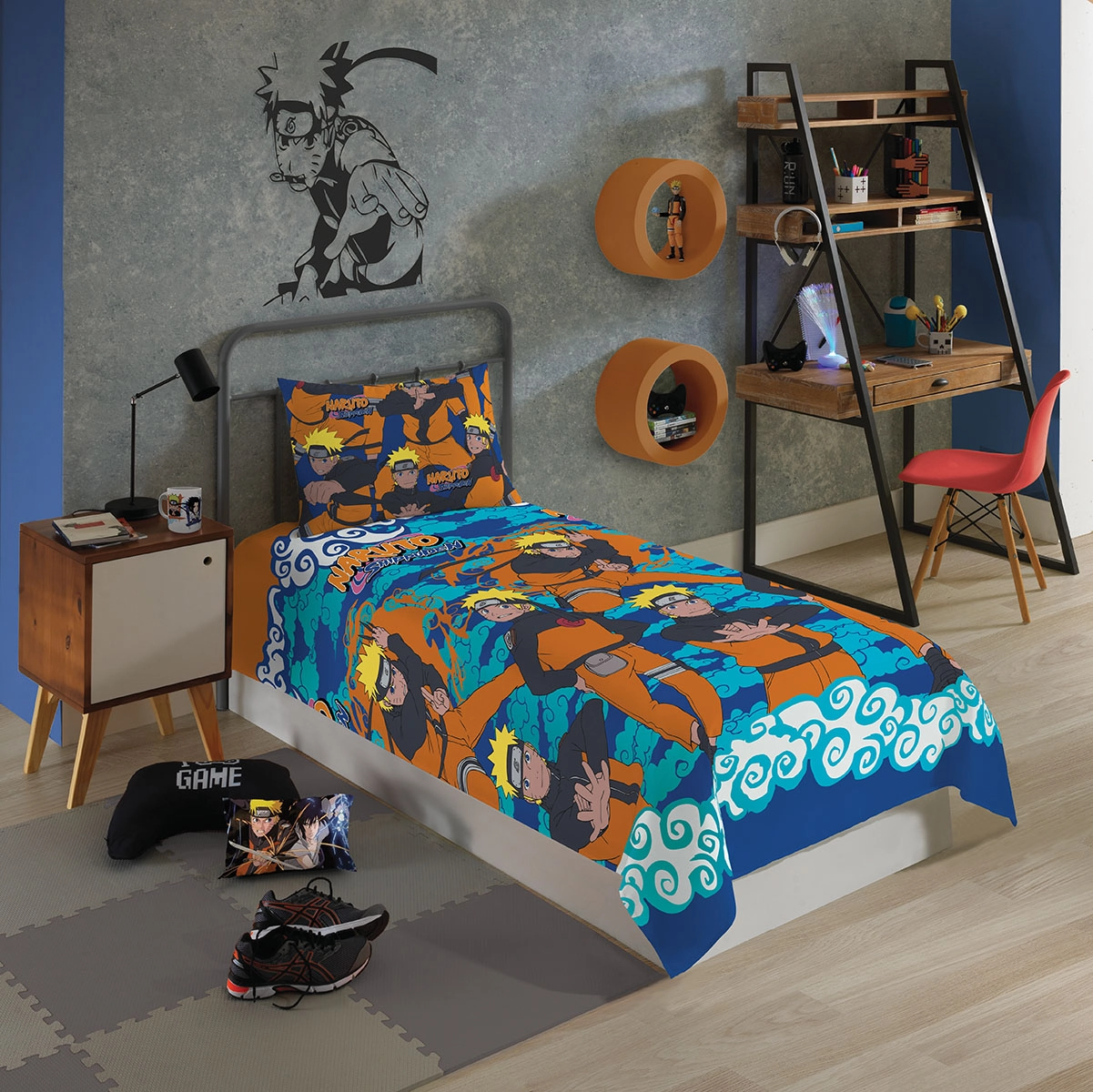 Colcha Matelasse Dupla Face Microfibra Solteiro Estampada Naruto 1,50 M X 2,20 M Com 1 Peca 78913543