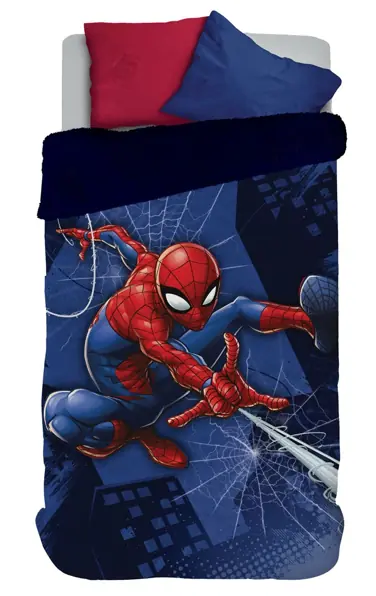 Edredom Sherpa Solteiro Spider Man 150x220cm 5612201 Lepper