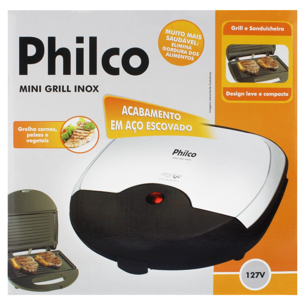 Mini Grill Antiaderente 750W 054001025 Philco