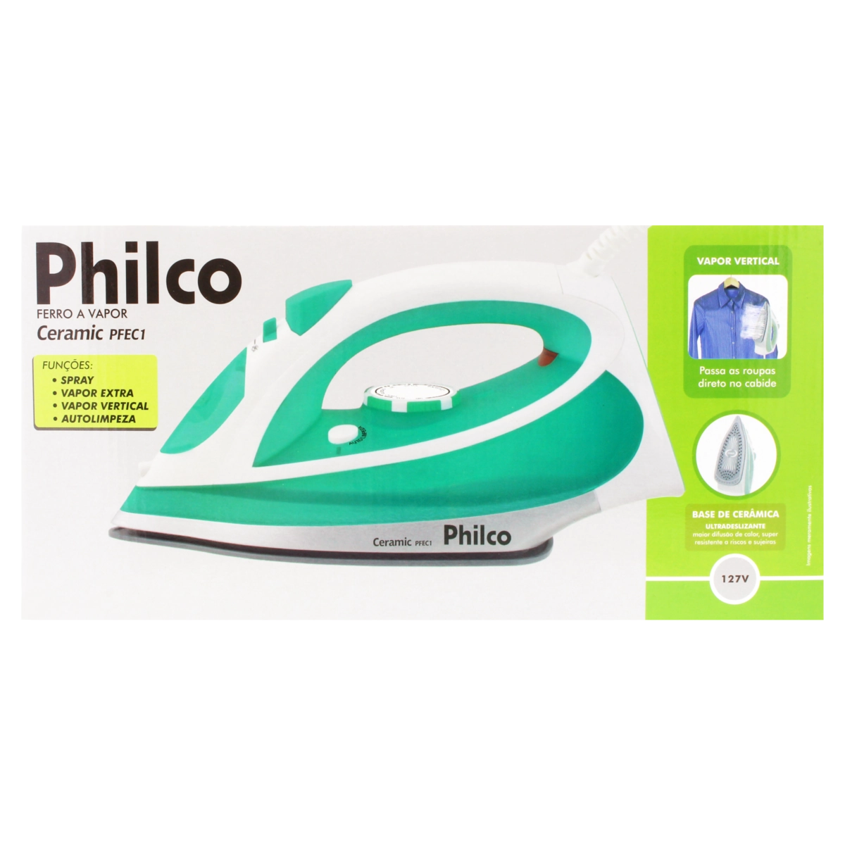 Ferro de Passar Roupas á Vapor Philco Ceramic PFEC1