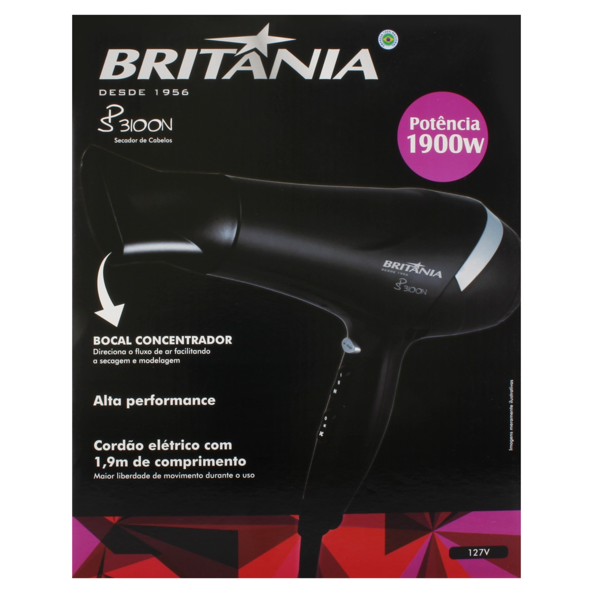Secador de Cabelo Britânia SP3100N 1800W