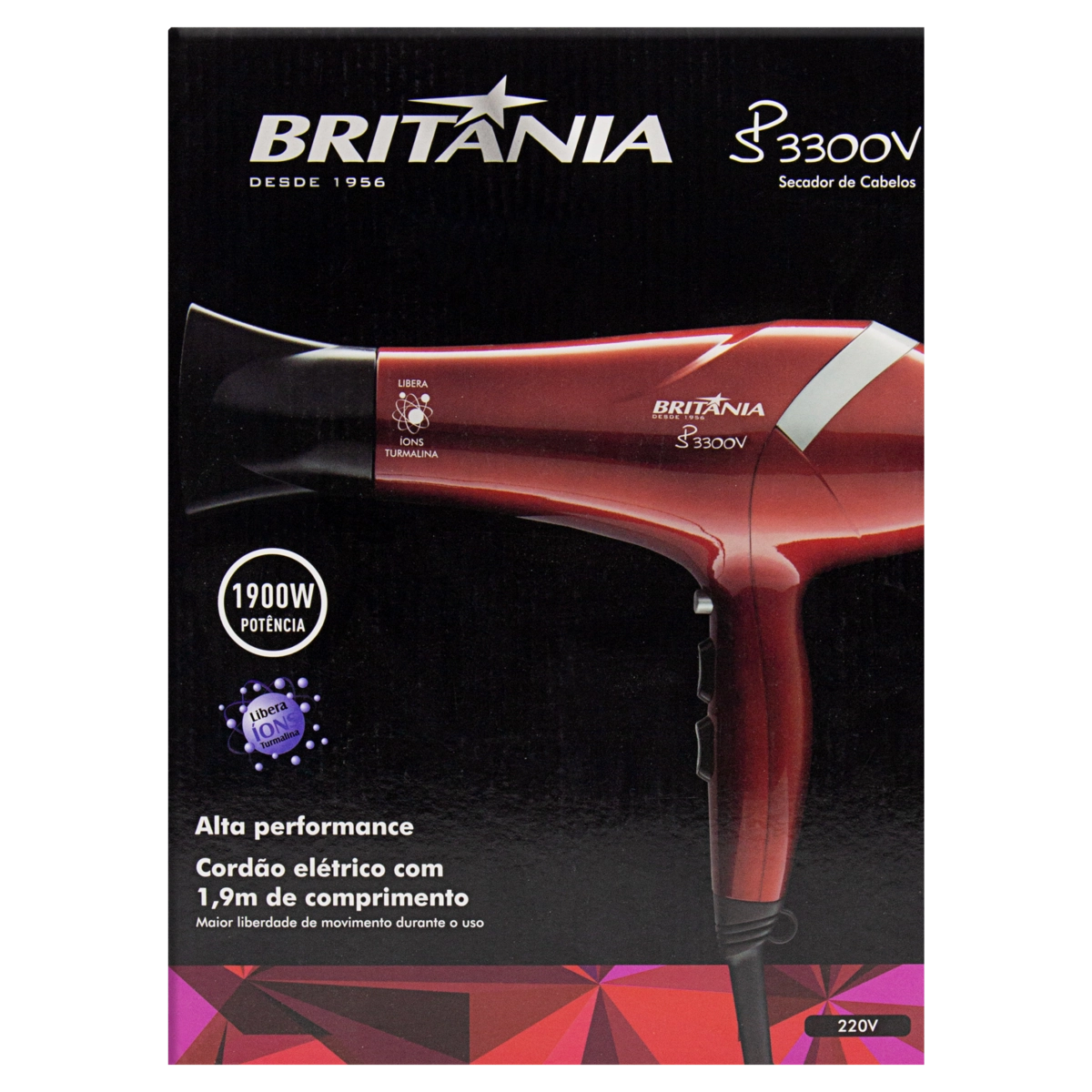 Secador De Cabelos Vermelho Sp3300v 1900w Britânia 220v