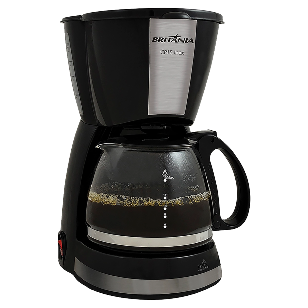 Cafeteira 15 Cafés BRITÂNIA CP15 Inox/Preto 110V
