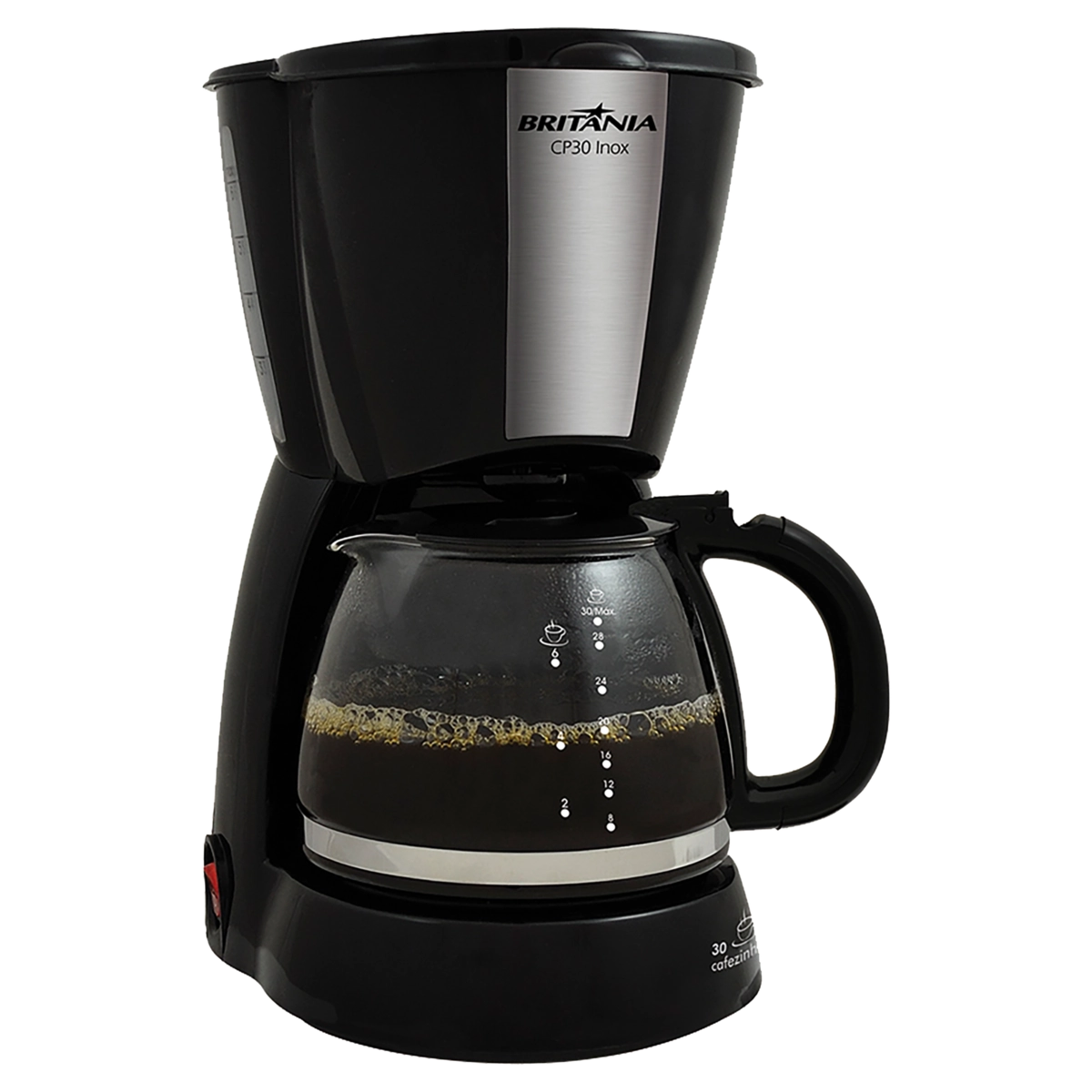 Cafeteira Elétrica Doméstica Preta Cp30 Inox 1,2l Britânia 127v
