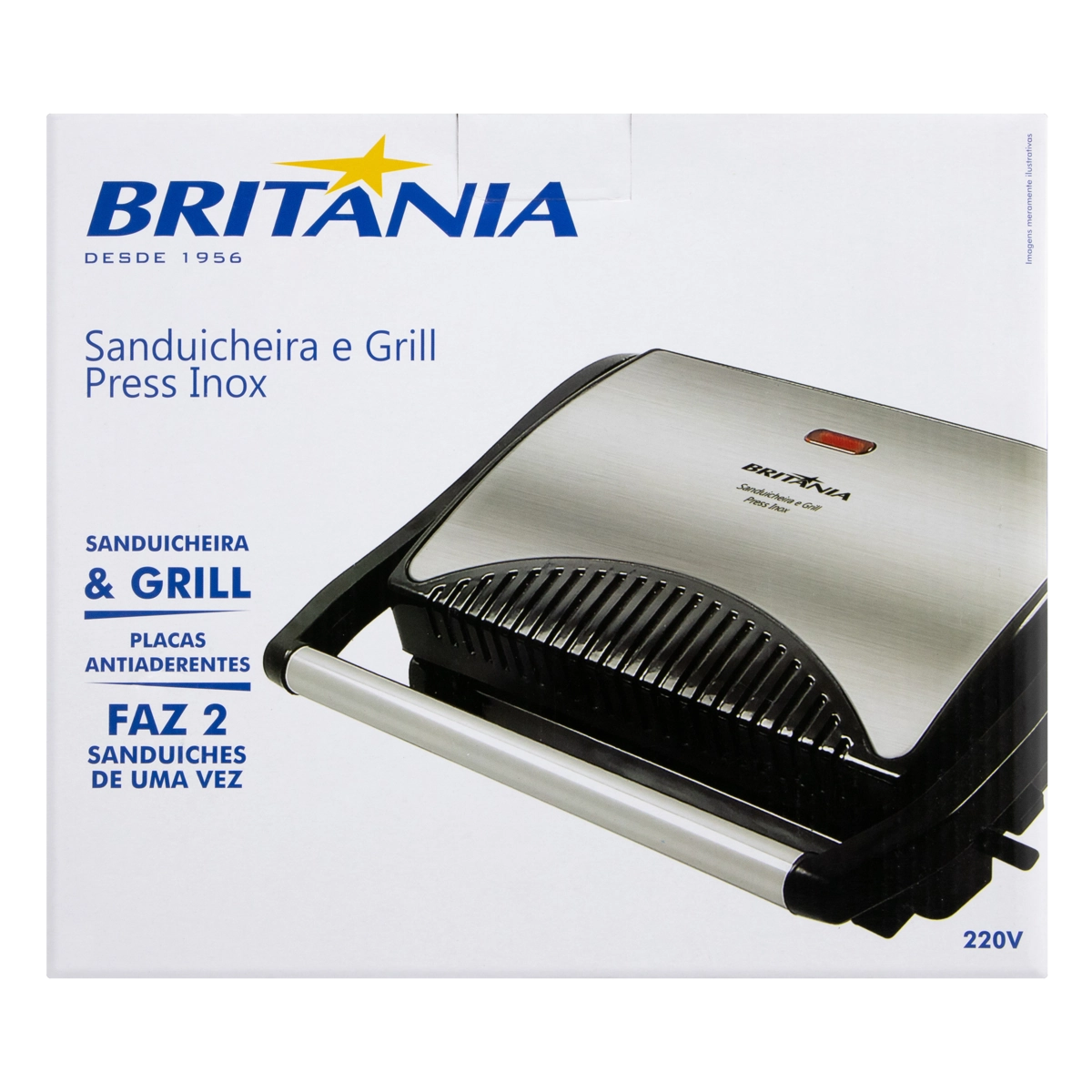 Sanduicheira E Grill Press Inox Britania 220V