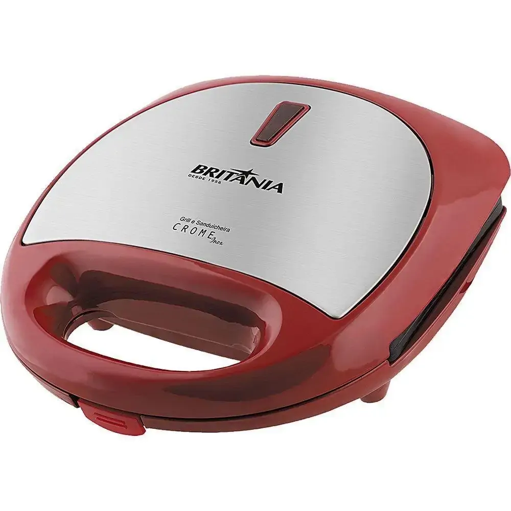 Sanduicheira Britânia GRILL SAND CROME, Vermelho - 220V