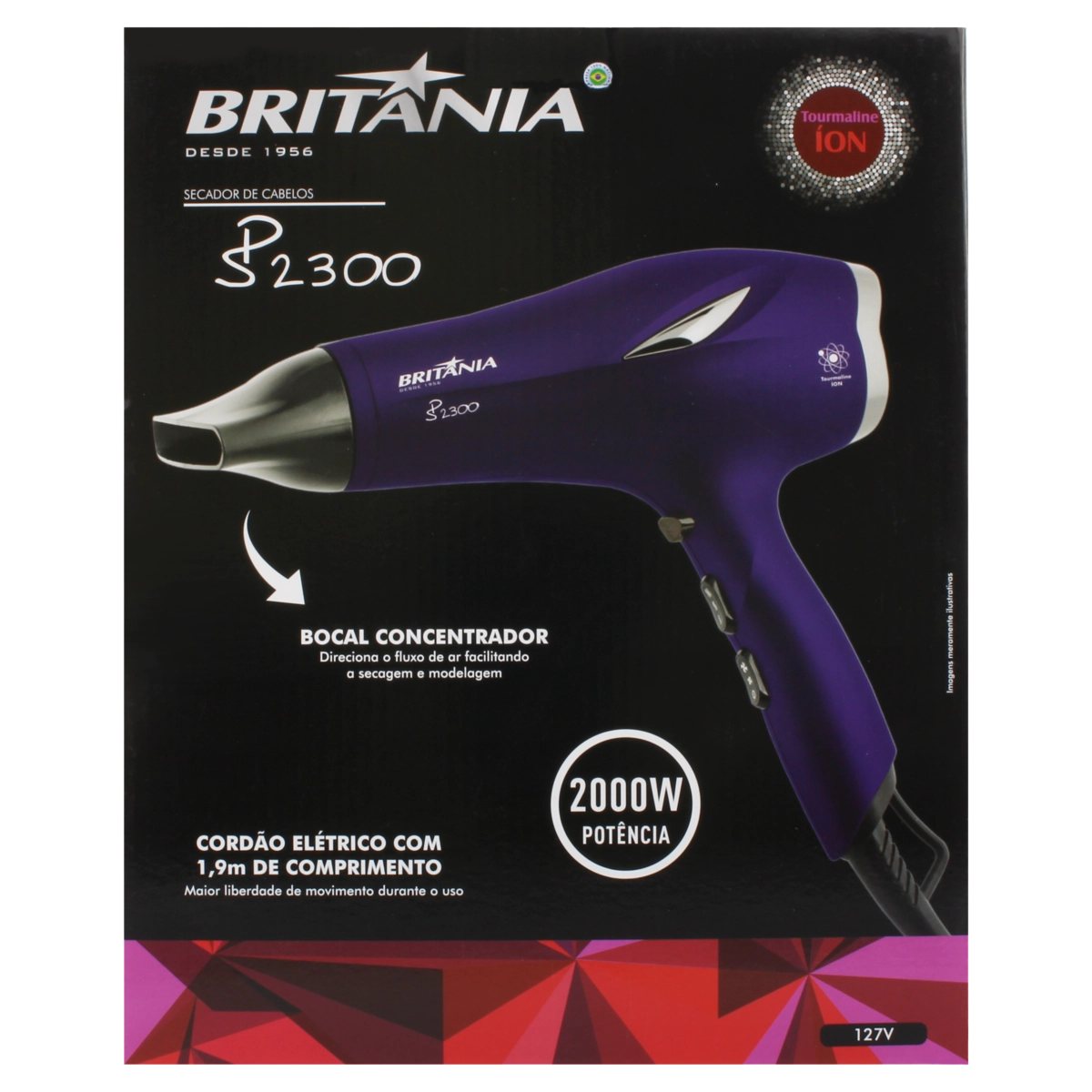 Secador De Cabelos Lilás Sp2300 2000w Britânia 127v