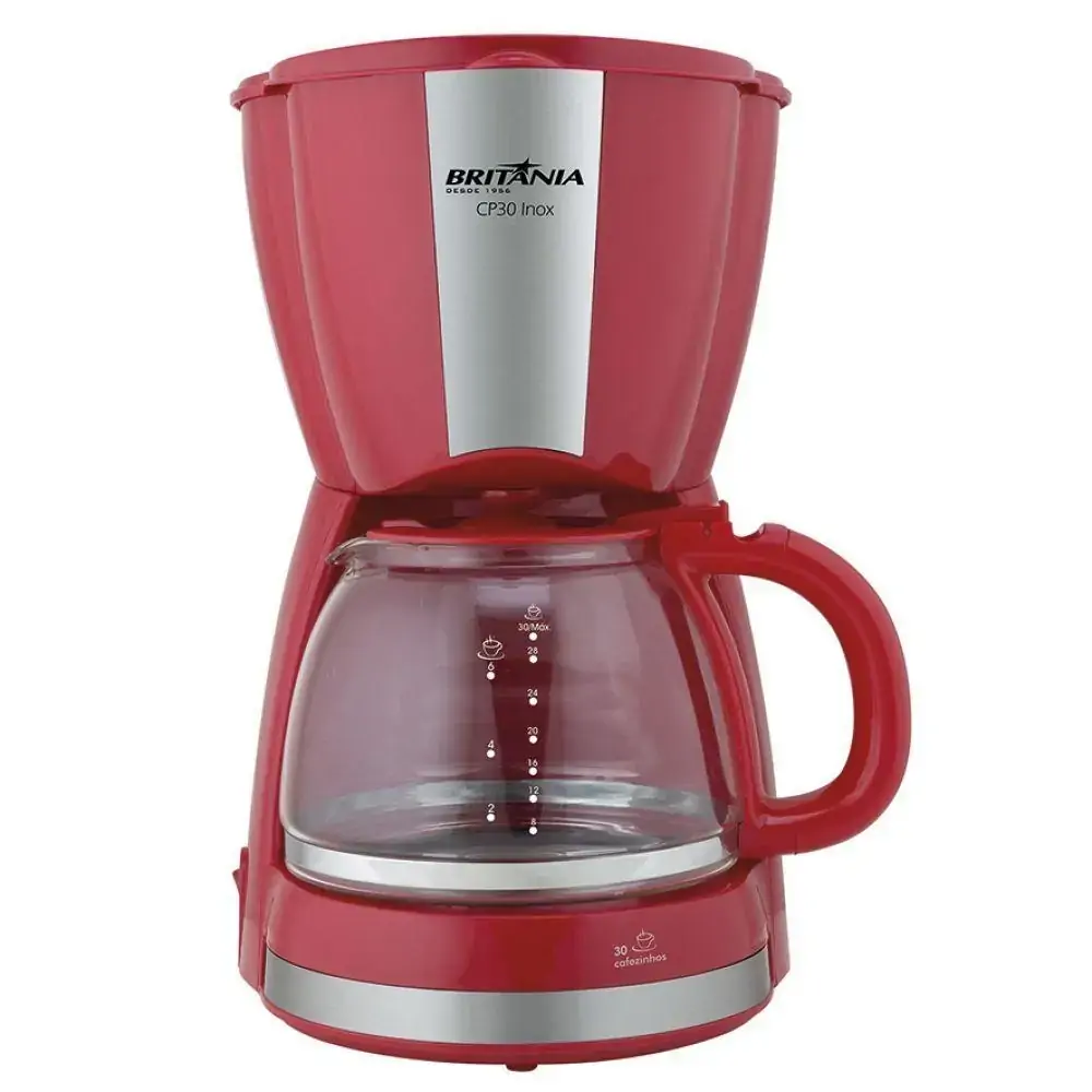 Cafeteira Inox 30 Cafezinhos Vermelha Britânia 127V CP30