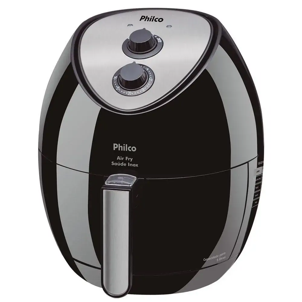 Fritadeira Elétrica Philco Air Fry Saúde Inox 3L Preta - 220V