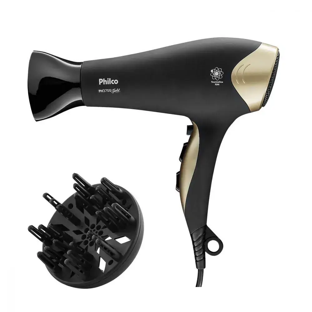 Secador de Cabelo Philco Golden Star, 2 Velocidades 3 Temperaturas, Preto - 220V