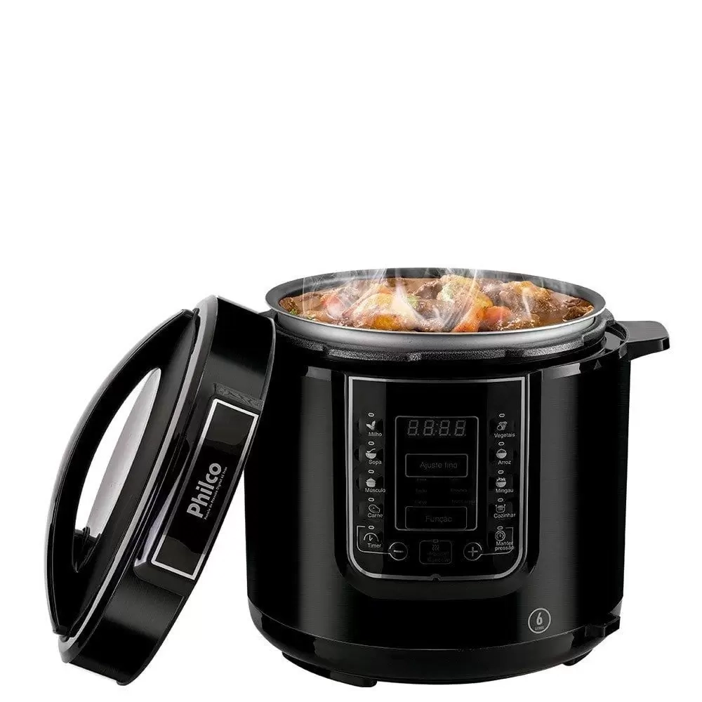 Panela de Pressão Digital Philco 6l Inox Preta 220v