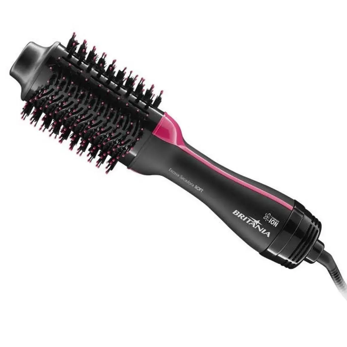 Escova Secadora BRITANIA Preta e Rosa Cerâmica 1200W com Íons - 2 Velocidades Soft EC02 110V