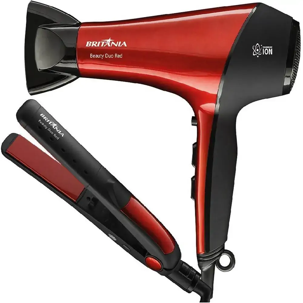 Kit Secador e Prancha Britânia Beauty Duo Red, Vermelho - 110V