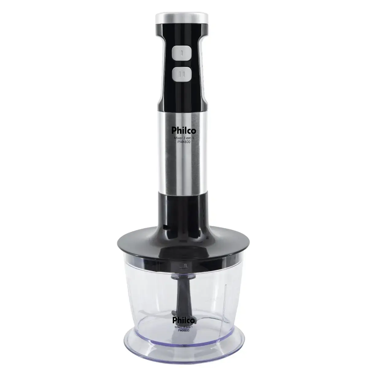 Mixer PHILCO PMX600 3 em 1 Aço escovado e Preto 220V