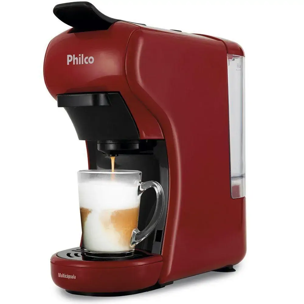 Cafeteira Philco PCF19VP, Multicápsula, Reservatório 0.6L, 1400W, Vermelha/Preto - 220V