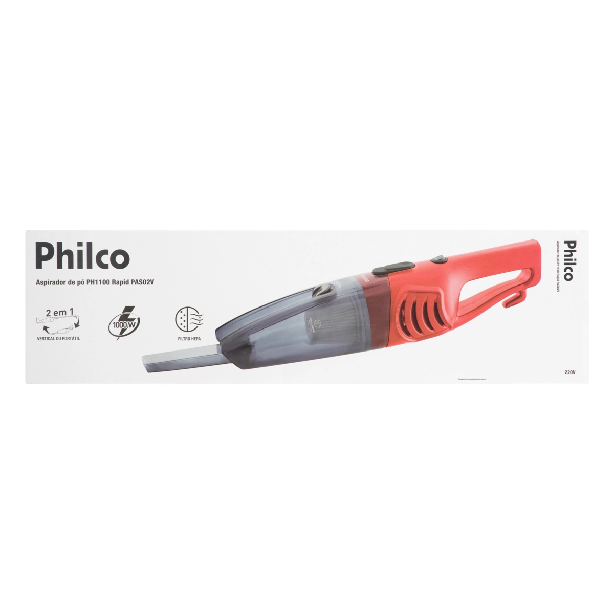 Aspirador De Pó PHILCO Ph1100 Rapid Turbo 2 em 1 Vermelho 220V