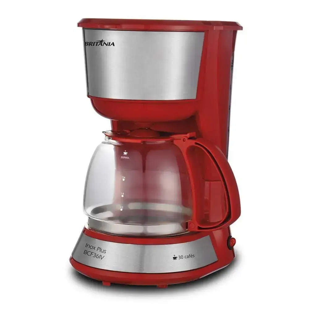 Cafeteira Inox Plus Vermelha Britânia 127V BCF36IV