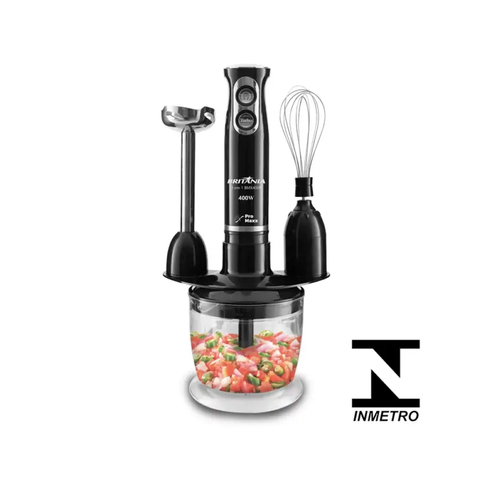 Mixer BRITANIA Preto e Inox 3 EM 1 BMX400 220V